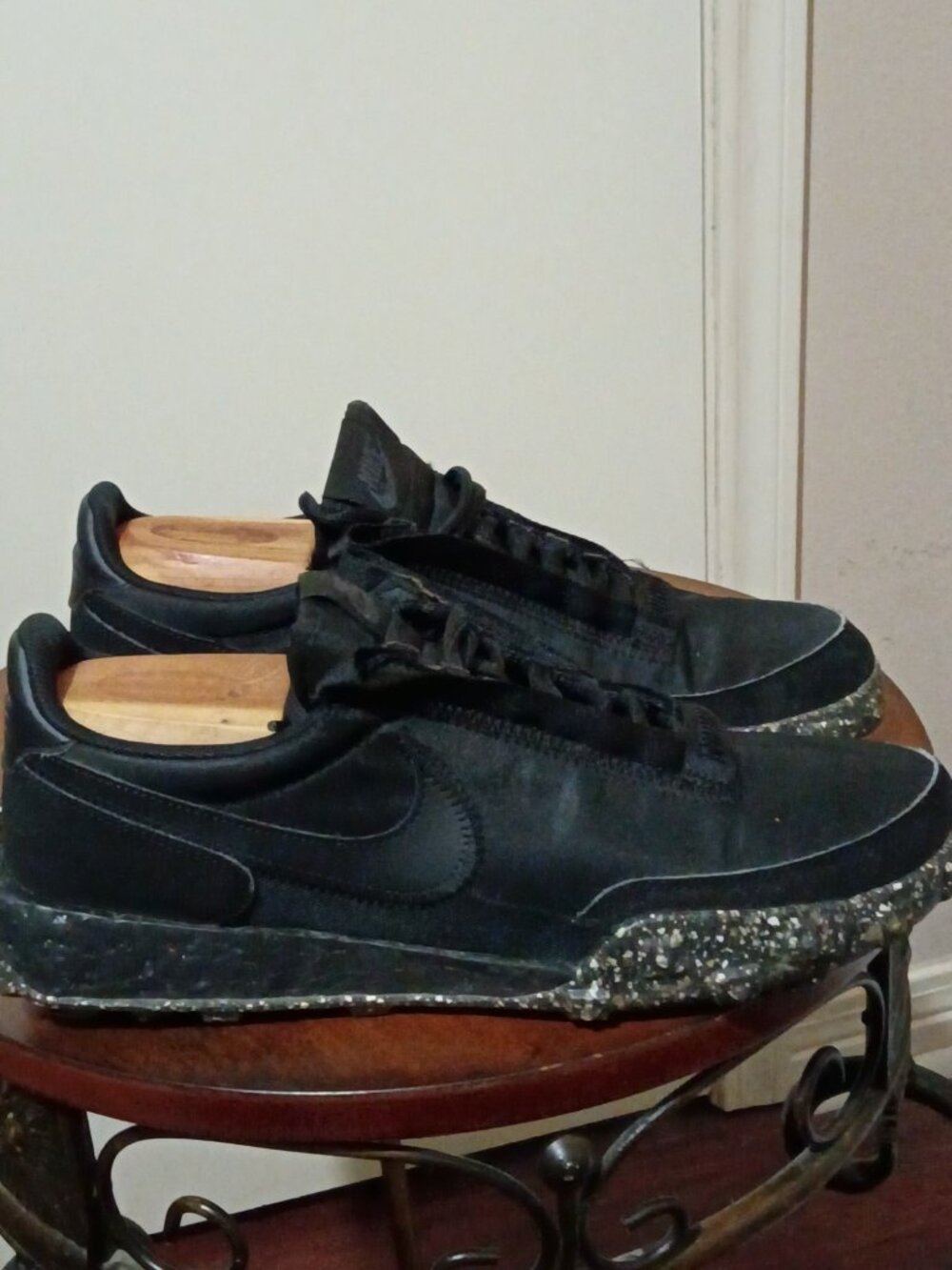 Nike Waffle Racer Crater Runing Shoes Women's size 9.5 Triple Black DD2866-001